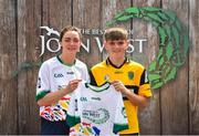 23 June 2018; Conor Kelly from Four Roads GAA Club in Co. Roscommon pictured with Dublin Camogie player Eve O'Brien at the John West Skills Day in the National Sports Campus on Saturday 23rd June. The Skills Day is an opportunity for Ireland’s rising football, hurling & camogie stars to show their skills as part of the John West Féile na nÓg and John West Féile na nGael competitions. At the National Sports Campus in Blanchardstown, Dublin. Photo by Seb Daly/Sportsfile