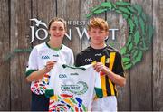 23 June 2018; Gearoid Dunne from Tullaroan GAA Club in Co. Kilkenny pictured with Dublin Camogie player Eve O'Brien at the John West Skills Day in the National Sports Campus on Saturday 23rd June. The Skills Day is an opportunity for Ireland’s rising football, hurling & camogie stars to show their skills as part of the John West Féile na nÓg and John West Féile na nGael competitions. At the National Sports Campus in Blanchardstown, Dublin. Photo by Seb Daly/Sportsfile