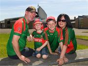 23 June 2018; Mayo supporters Brendan Doyle, brothers Gareth, age 5, and Ronan, age 10, and Anne Garvin, all from Ballina, prior to the GAA Football All-Ireland Senior Championship Round 2 match between Tipperary and Mayo at Semple Stadium in Thurles, Tipperary. Photo by Ray McManus/Sportsfile