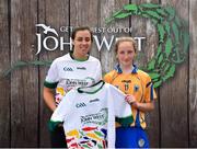 23 June 2018; Leah Minogue from Bodyke GAA Club in Co. Clare pictured with Dublin Camogie player Grainne Quinn at the John West Skills Day in the National Sports Campus on Saturday 23rd June. The Skills Day is an opportunity for Ireland’s rising football, hurling & camogie stars to show their skills as part of the John West Féile na nÓg and John West Féile na nGael competitions. At the National Sports Campus in Blanchardstown, Dublin. Photo by Seb Daly/Sportsfile