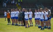 23 June 2018; The Waterford team and manager Tom McGlinchey stand together for the national anthem ahead of the GAA Football All-Ireland Senior Championship Round 2 match between Waterford and Monaghan at Fraher Field in Dungarvan, Waterford. Photo by Daire Brennan/Sportsfile