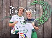 23 June 2018; Faye Mulrooney from Birr Camogie Club in Co. Offaly pictured with Dublin Camogie player Grainne Quinn at the John West Skills Day in the National Sports Campus on Saturday 23rd June. The Skills Day is an opportunity for Ireland’s rising football, hurling & camogie stars to show their skills as part of the John West Féile na nÓg and John West Féile na nGael competitions. At the National Sports Campus in Blanchardstown, Dublin. Photo by Seb Daly/Sportsfile