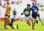 23 June 2018; Dylan Geaney of Kerry in action against Gavin D'Auria of Clare during the Electric Ireland Munster GAA Football Minor Championship Final match between Kerry and Clare at Páirc Ui Chaoimh in Cork. Photo by Stephen McCarthy/Sportsfile