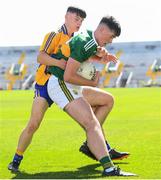 23 June 2018; Michael Lenihan of Kerry in action against Thomas Kelly of Clare during the Electric Ireland Munster GAA Football Minor Championship Final match between Kerry and Clare at Páirc Ui Chaoimh in Cork. Photo by Stephen McCarthy/Sportsfile