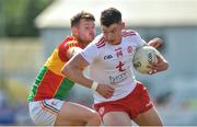 23 June 2018; Richard Donnelly of Tyrone in action against Ciaran Moran of Carlow during the GAA Football All-Ireland Senior Championship Round 2 match between Carlow and Tyrone at Netwatch Cullen Park in Carlow. Photo by Matt Browne/Sportsfile