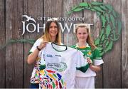 23 June 2018; Clare Donnelly from An Charraig Mór in Co. Tyrone pictured with Roscommon Ladies Footballer Amanda McLoone at the John West Skills Day in the National Sports Campus on Saturday 23rd June. The Skills Day is an opportunity for Ireland’s rising football, hurling & camogie stars to show their skills as part of the John West Féile na nÓg and John West Féile na nGael competitions. At the National Sports Campus in Blanchardstown, Dublin. Photo by Seb Daly/Sportsfile