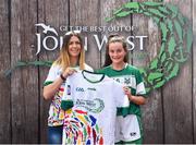 23 June 2018; Ailish Todd from Geraldine's GAA Club in Co. Louth pictured with Roscommon Ladies Footballer Amanda McLoone at the John West Skills Day in the National Sports Campus on Saturday 23rd June. The Skills Day is an opportunity for Ireland’s rising football, hurling & camogie stars to show their skills as part of the John West Féile na nÓg and John West Féile na nGael competitions. At the National Sports Campus in Blanchardstown, Dublin. Photo by Seb Daly/Sportsfile