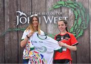 23 June 2018; Aoife Maguire from Truagh GAA Club in Co. Monaghan pictured with Roscommon Ladies Footballer Amanda McLoone at the John West Skills Day in the National Sports Campus on Saturday 23rd June. The Skills Day is an opportunity for Ireland’s rising football, hurling & camogie stars to show their skills as part of the John West Féile na nÓg and John West Féile na nGael competitions. At the National Sports Campus in Blanchardstown, Dublin. Photo by Seb Daly/Sportsfile