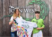 23 June 2018; Adam Daly from St Manchans GAA Club in Co. Offaly pictured with Roscommon Ladies Footballer Amanda McLoone at the John West Skills Day in the National Sports Campus on Saturday 23rd June. The Skills Day is an opportunity for Ireland’s rising football, hurling & camogie stars to show their skills as part of the John West Féile na nÓg and John West Féile na nGael competitions. At the National Sports Campus in Blanchardstown, Dublin. Photo by Seb Daly/Sportsfile