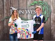 23 June 2018; Fionn Lucey from Tubbercurry/Cloonacool GAA Club in Co. Sligo pictured with Roscommon Ladies Footballer Amanda McLoone at the John West Skills Day in the National Sports Campus on Saturday 23rd June. The Skills Day is an opportunity for Ireland’s rising football, hurling & camogie stars to show their skills as part of the John West Féile na nÓg and John West Féile na nGael competitions. At the National Sports Campus in Blanchardstown, Dublin. Photo by Seb Daly/Sportsfile