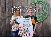23 June 2018; Luke Blake from St Brigids GAA Club in Co. Meath pictured with Roscommon Ladies Footballer Amanda McLoone at the John West Skills Day in the National Sports Campus on Saturday 23rd June. The Skills Day is an opportunity for Ireland’s rising football, hurling & camogie stars to show their skills as part of the John West Féile na nÓg and John West Féile na nGael competitions. At the National Sports Campus in Blanchardstown, Dublin. Photo by Seb Daly/Sportsfile