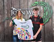 23 June 2018; Cillian Hackett from Truagh GAA Club in Co. Monaghan pictured with Roscommon Ladies Footballer Amanda McLoone at the John West Skills Day in the National Sports Campus on Saturday 23rd June. The Skills Day is an opportunity for Ireland’s rising football, hurling & camogie stars to show their skills as part of the John West Féile na nÓg and John West Féile na nGael competitions. At the National Sports Campus in Blanchardstown, Dublin. Photo by Seb Daly/Sportsfile