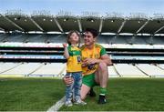 23 June 2018; Bernard Lafferty of Donegal with his daughter Callie, age 2, following the Nicky Rackard Cup Final match between Donegal and Warwickshire at Croke Park in Dublin. Photo by David Fitzgerald/Sportsfile