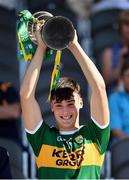 23 June 2018; Kerry captain Paul O'Shea lifts the cup following the Electric Ireland Munster GAA Football Minor Championship Final match between Kerry and Clare at Páirc Ui Chaoimh in Cork. Photo by Stephen McCarthy/Sportsfile