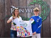 23 June 2018; Donncha Morris from Kinawley GAA Club in Co. Fermanagh pictured with Roscommon Ladies Footballer Amanda McLoone at the John West Skills Day in the National Sports Campus on Saturday 23rd June. The Skills Day is an opportunity for Ireland’s rising football, hurling & camogie stars to show their skills as part of the John West Féile na nÓg and John West Féile na nGael competitions. At the National Sports Campus in Blanchardstown, Dublin. Photo by Seb Daly/Sportsfile
