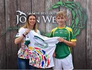 23 June 2018; Sean Doyle from St Nicholas GAA Club in Co. Wicklow pictured with Roscommon Ladies Footballer Amanda McLoone at the John West Skills Day in the National Sports Campus on Saturday 23rd June. The Skills Day is an opportunity for Ireland’s rising football, hurling & camogie stars to show their skills as part of the John West Féile na nÓg and John West Féile na nGael competitions. At the National Sports Campus in Blanchardstown, Dublin. Photo by Seb Daly/Sportsfile