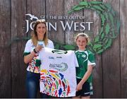 23 June 2018; Aishling Browne from Kilrush GAA Club in Co. Clare pictured with Roscommon Ladies Footballer Amanda McLoone at the John West Skills Day in the National Sports Campus on Saturday 23rd June. The Skills Day is an opportunity for Ireland’s rising football, hurling & camogie stars to show their skills as part of the John West Féile na nÓg and John West Féile na nGael competitions. At the National Sports Campus in Blanchardstown, Dublin. Photo by Seb Daly/Sportsfile