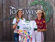 23 June 2018; Leah Pidgeon from St Oliver Plunketts Eoghan Ruadh GAA Club in Co. Dublin pictured with Roscommon Ladies Footballer Amanda McLoone at the John West Skills Day in the National Sports Campus on Saturday 23rd June. The Skills Day is an opportunity for Ireland’s rising football, hurling & camogie stars to show their skills as part of the John West Féile na nÓg and John West Féile na nGael competitions. At the National Sports Campus in Blanchardstown, Dublin. Photo by Seb Daly/Sportsfile