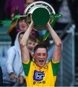 23 June 2018; Donegal captain Danny Cullin lifts the cup following the Nicky Rackard Cup Final match between Donegal and Warwickshire at Croke Park in Dublin. Photo by David Fitzgerald/Sportsfile