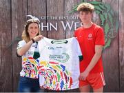 23 June 2018; Michael Bennett from Tir na nÓg GAA Club in Co. Armagh pictured with Roscommon Ladies Footballer Amanda McLoone at the John West Skills Day in the National Sports Campus on Saturday 23rd June. The Skills Day is an opportunity for Ireland’s rising football, hurling & camogie stars to show their skills as part of the John West Féile na nÓg and John West Féile na nGael competitions. At the National Sports Campus in Blanchardstown, Dublin. Photo by Seb Daly/Sportsfile