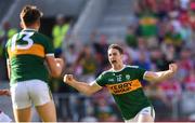 23 June 2018; Stephen O’Brien of Kerry celebrates after scoring his side's first goal during the Munster GAA Football Senior Championship Final match between Cork and Kerry at Páirc Ui Chaoimh in Cork. Photo by Stephen McCarthy/Sportsfile