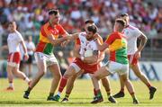 23 June 2018; Ronan McNamee of Tyrone in action against Eoghan Ruth, Shane Redmond and Jordan Morrissey of Carlow during the GAA Football All-Ireland Senior Championship Round 2 match between Carlow and Tyrone at Netwatch Cullen Park in Carlow. Photo by Matt Browne/Sportsfile