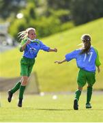 23 June 2018; Joy Ralph of Metropolitan Girls League celebrates scoring her side's second goal with Grace Connor during the U12's Finals match between Metropolitan Girls League and Sligo/Leitrim League on the Saturday of the Fota Island Resort Gaynor Tournament at the University of Limerick in Limerick. Photo by Harry Murphy/Sportsfile