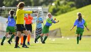 23 June 2018; Joy Ralph of Metropolitan Girls League celebrates scoring her side's second goal with teammates during the U12's Finals match between Metropolitan Girls League and Sligo/Leitrim League on the Saturday of the Fota Island Resort Gaynor Tournament at the University of Limerick in Limerick. Photo by Harry Murphy/Sportsfile