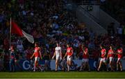 23 June 2018; Ian Maguire of Cork leads his side around during the parade prior to the Munster GAA Football Senior Championship Final match between Cork and Kerry at Páirc Ui Chaoimh in Cork. Photo by Eóin Noonan/Sportsfile