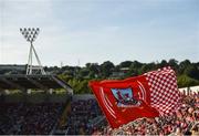 23 June 2018; A Cork flag is flown prior to the Munster GAA Football Senior Championship Final match between Cork and Kerry at Páirc Ui Chaoimh in Cork. Photo by Stephen McCarthy/Sportsfile