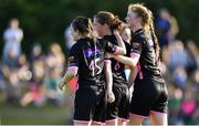 23 June 2018; Edel Kennedy of Wexford Youth Womens FC celebrates scoring her side's first goal with Aisling Frawley, left, and Orla Casel during the Continental Tyres WNL match between Limerick WFC and Wexford Youths WFC at the University of Limerick in Limerick. Photo by Harry Murphy/Sportsfile