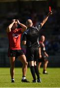 23 June 2018; Referee Cormac Reilly shows the red card to Ryan Johnston of Down during the GAA Football All-Ireland Senior Championship Round 2 match between Cavan and Down at Brewster Park in Enniskillen, Co. Fermanagh. Photo by Barry Cregg/Sportsfile