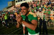 23 June 2018; Emlyn Mulligan of Leitrim celebrates their victory in the GAA Football All-Ireland Senior Championship Round 2 match between Leitrim and Louth at Páirc Seán Mac Diarmada in Carrick-on-Shannon, Co. Leitrim. Photo by Ramsey Cardy/Sportsfile