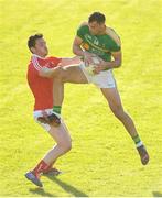 23 June 2018; Donal Wrynn of Leitrim in action against Tommy Durnin of Louth during the GAA Football All-Ireland Senior Championship Round 2 match between Leitrim and Louth at Páirc Seán Mac Diarmada in Carrick-on-Shannon, Co. Leitrim. Photo by Ramsey Cardy/Sportsfile