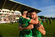 23 June 2018; Darragh Rooney of Leitrim celebrates their victory in the GAA Football All-Ireland Senior Championship Round 2 match between Leitrim and Louth at Páirc Seán Mac Diarmada in Carrick-on-Shannon, Co. Leitrim. Photo by Ramsey Cardy/Sportsfile