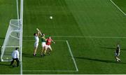 23 June 2018; David Clifford of Kerry contests the ball against Cork goalkeeper Mark White and Jamie O'Sullivan during the Munster GAA Football Senior Championship Final match between Cork and Kerry at Páirc Ui Chaoimh in Cork. Photo by Stephen McCarthy/Sportsfile