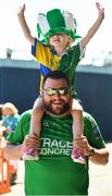 24 June 2018; Fermanagh supporters Stephen McIlroy and his daughter, Faye, from McGuire's Bridge, Fermanagh, prior to the Ulster GAA Football Senior Championship Final match between Donegal and Fermanagh at St Tiernach's Park in Clones, Monaghan. Photo by Ramsey Cardy/Sportsfile
