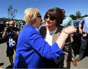 24 June 2018; Heather Humphreys TD and DUP leader, Arlene Foster, prior to the Ulster GAA Football Senior Championship Final match between Donegal and Fermanagh at St Tiernach's Park in Clones, Monaghan. Photo by Ramsey Cardy/Sportsfile