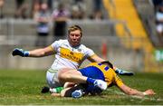 24 June 2018; Eoin Cleary of Clare in action against Alan Mulhall of Offaly during the GAA Football All-Ireland Senior Championship Round 2 match between Offaly and Clare at Bord Na Mona O’Connor Park in Tullamore, Offaly. Photo by Harry Murphy/Sportsfile