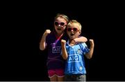 24 June 2018; Dublin supporters Aoibhinn O'Connell, age 5, and her brother Shay O'Connell, age 4, from City West, Co Dublin ahead of the Leinster GAA Football Senior Championship Final match between Dublin and Laois at Croke Park in Dublin. Photo by Daire Brennan/Sportsfile