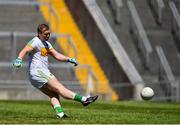 24 June 2018; Alan Mulhall of Offaly shoots to score his side's second goal from a penalty during the GAA Football All-Ireland Senior Championship Round 2 match between Offaly and Clare at Bord Na Mona O’Connor Park in Tullamore, Offaly. Photo by Harry Murphy/Sportsfile