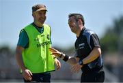 24 June 2018; Offaly manager Paul Rouse laughs with Referee Paddy Neilan the GAA Football All-Ireland Senior Championship Round 2 match between Offaly and Clare at Bord Na Mona O’Connor Park in Tullamore, Offaly. Photo by Harry Murphy/Sportsfile