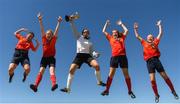 24 June 2018; Galway players, from left, Allana Mc Neill, Kate Slevin, Ria Mc Philibin, Allana Griffi and Shauna Brennan celebrate with the cup after the U16 Gaynor Cup Final match between Midlands League and Galway League on Day 2 of the Fota Island Resort Gaynor Tournament at the University of Limerick in Limerick. Photo by Eóin Noonan/Sportsfile