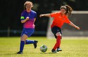 24 June 2018; Alanna Mc Neill of Galway in action against Maeve Greene of Midlands during the U16 Gaynor Cup Final match between Midlands League and Galway League on Day 2 of the Fota Island Resort Gaynor Tournament at the University of Limerick in Limerick. Photo by Eóin Noonan/Sportsfile