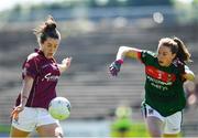 24 June 2018; Roisin Leonard of Galway in action against Sarah Tierney of Mayo during the TG4 Connacht Ladies Senior Football Final match between Mayo and Galway at Elvery’s MacHale Park in Castlebar, Mayo. Photo by Seb Daly/Sportsfile
