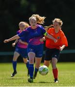 24 June 2018; Robyn Heatherington of Midlands in action against Saoirse Healey of Galway during the U16 Gaynor Cup Final match between Midlands League and Galway League on Day 2 of the Fota Island Resort Gaynor Tournament at the University of Limerick in Limerick. Photo by Eóin Noonan/Sportsfile