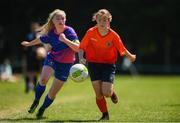 24 June 2018; Saoirse Healey of Galway in action against Robyn Heatherington of Midlands during the U16 Gaynor Cup Final match between Midlands League and Galway League on Day 2 of the Fota Island Resort Gaynor Tournament at the University of Limerick in Limerick. Photo by Eóin Noonan/Sportsfile