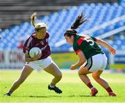 24 June 2018; Tracey Leonard of Galway in action against Rachel Kearns of Mayo during the TG4 Connacht Ladies Senior Football Final match between Mayo and Galway at Elvery’s MacHale Park in Castlebar, Mayo. Photo by Seb Daly/Sportsfile