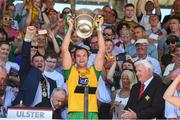 24 June 2018; Michael Murphy of Donegal holds aloft the Anglo Celt cup after the Ulster GAA Football Senior Championship Final match between Donegal and Fermanagh at St Tiernach's Park in Clones, Monaghan. Photo by Oliver McVeigh/Sportsfile