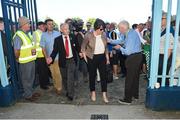 24 June 2018; DUP leader Arlene Foster arrives for the Ulster GAA Football Senior Championship Final match between Donegal and Fermanagh at St Tiernach's Park in Clones, Monaghan. Photo by Oliver McVeigh/Sportsfile